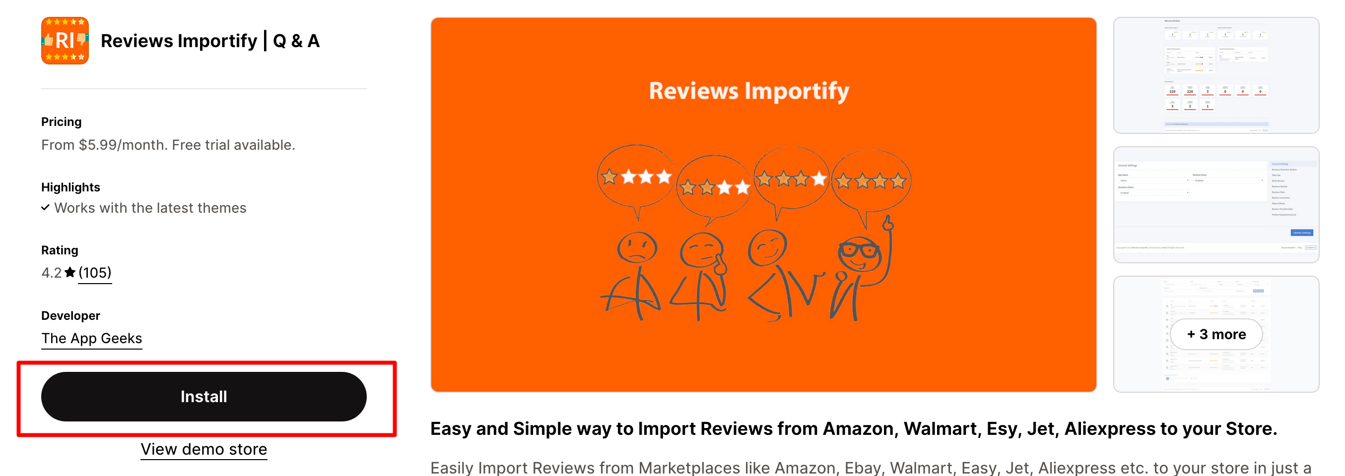 install reviews importify